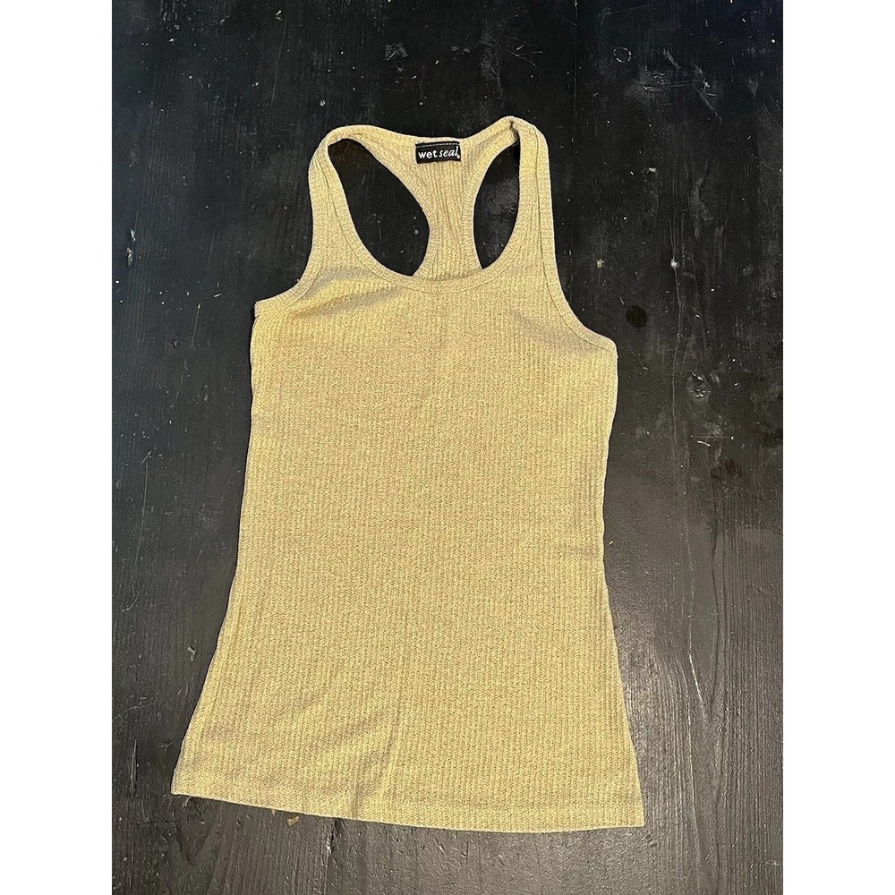 Wet Seal Racer back Tank Top S Small Glittery Gold
